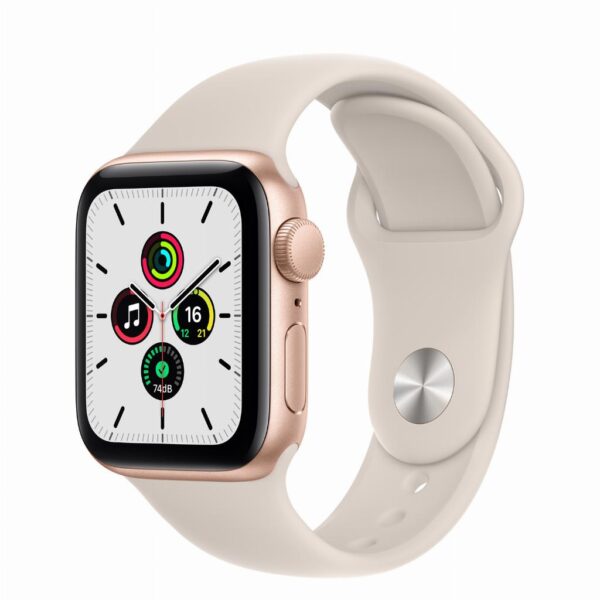 Refurbished Apple Watch SE 40MM Goud Sterrenlicht Sportbandje Zichtbaar gebruikt Ja