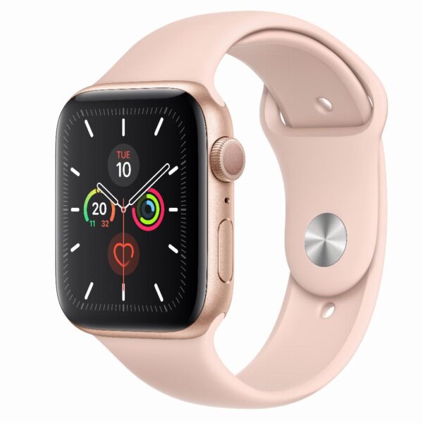 Refurbished Apple Watch Series 5 Aluminum 44mm Rosegoud met Pink Sportband Als nieuw