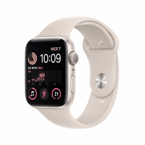 Refurbished Apple Watch SE 2022 GPS 44mm Wit Licht gebruikt