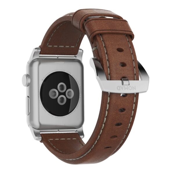 Nomad Traditional lederen horlogeband brown / zilveren hardware 45/46/49 mm - Rustic Brown