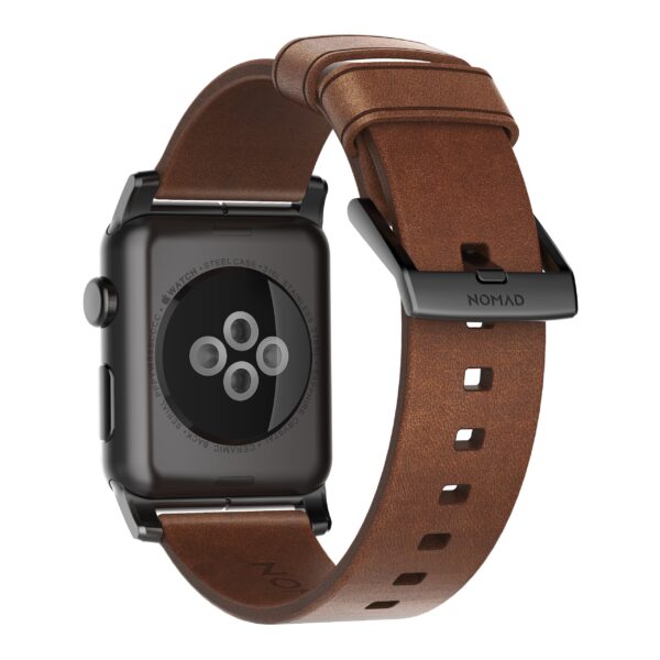 Nomad Modern lederen horlogeband brown / zwarte hardware 45/46/49 mm - Rustic Brown