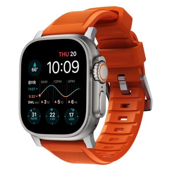 Nomad Rugged horlogeband / zilveren hardware 45/46/49 mm - Ultra Orange