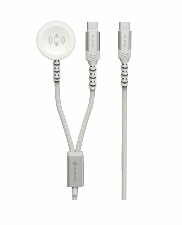 Swissten Swissten Draadloze 2 in 1 Magnetische Oplader - Geschikt voor Apple Watch - USB-C - 1.2M - Wit